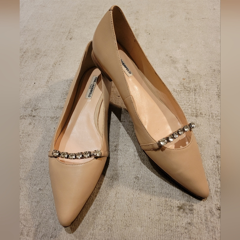 Karl Lagerfeld matte beige flats